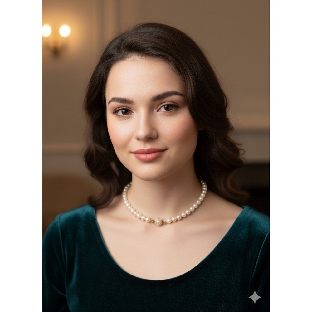 Elegant Vtg Faux Pearl Necklace with Ornate Clasp‎ Classic Timeless Choker Style